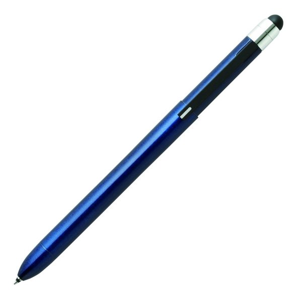 トンボ鉛筆「ZOOM L104（タッチペン付）」は、2色ボールペンと0.5ミリのシャープペンシル、そして尾栓にスタイラスペンを備えています