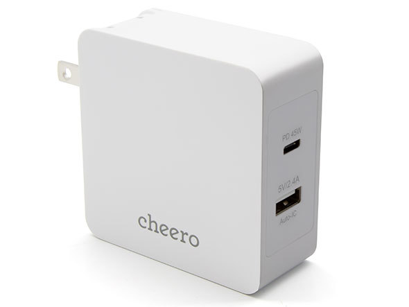 「cheero 2 port PD Charger(PD 45W+USB)」