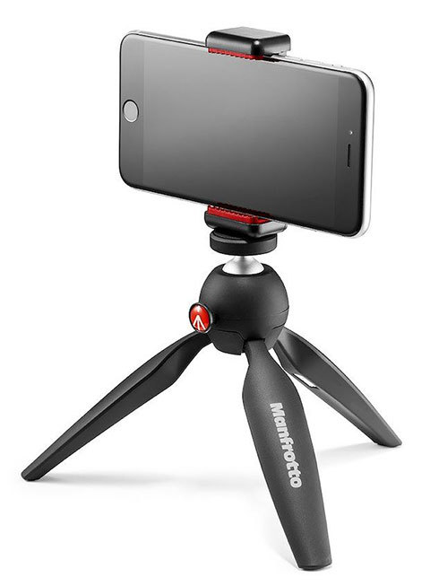「Manfrotto PIXI ミニ三脚 ブラック +スマートフォン用三脚アダプター」