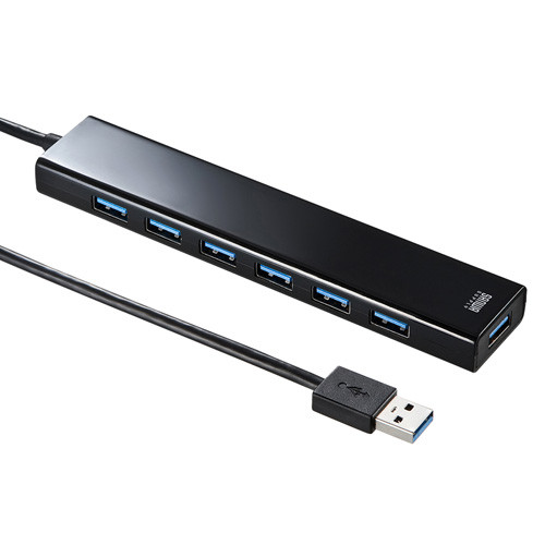 サンワサプライ「急速充電ポート付きUSB3.0ハブ USB-3H703BK」