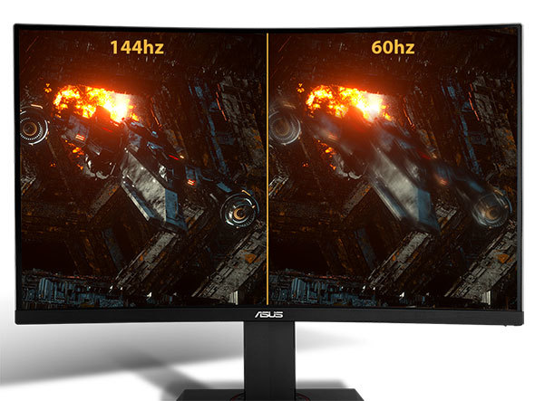 ゲームや動画など動きの激しいコンテンツを見るならリフレッシュレートが高いほうが快適です。しかしビジネス用途ではあまり違いを感じないかもしれません（ASUSのwebサイトより）