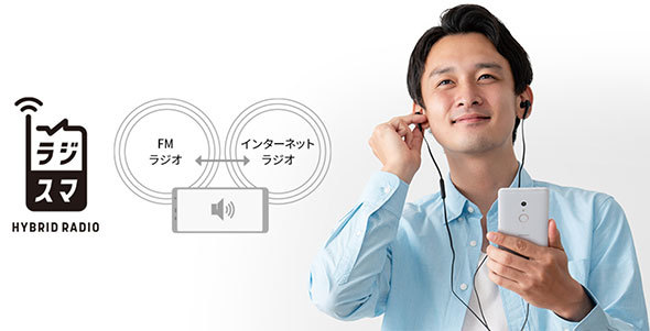 スマホでラジオを受信する際はイヤフォンが必須（「arrows Be4 F-41A」製品ページより）