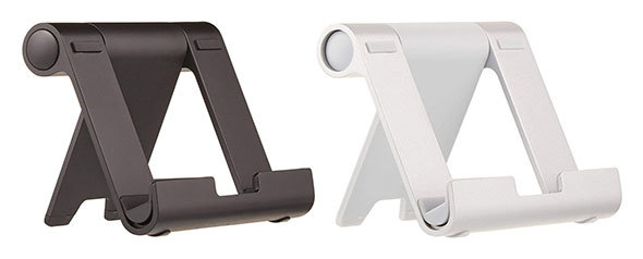 Amazonベーシック「タブレットスタンドマルチアングル ポータブルスタンド」は2色展開