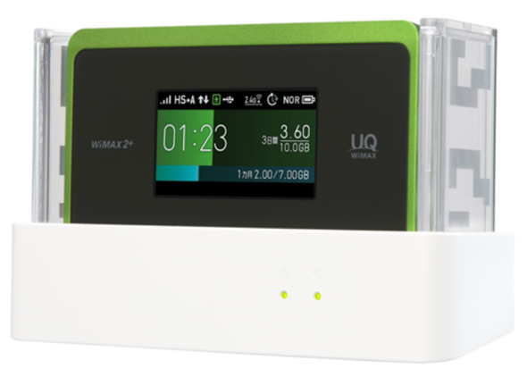 クレードルに装着した「Speed Wi-Fi NEXT WX06」