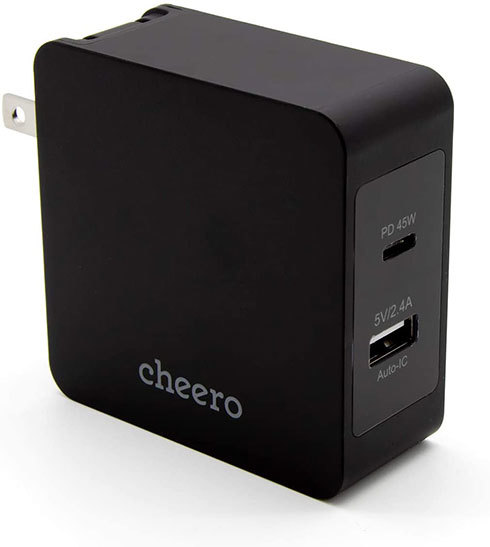 「cheero 2 port PD Charger(PD 45W+USB)」