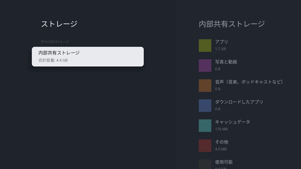 実機のストレージ