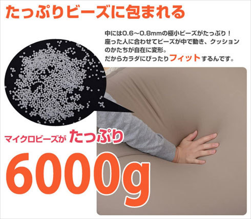 ビーズクッション：ビーズのサイズは1ミリ以下か、2ミリ以上か