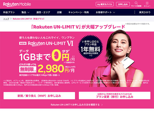 「Rakuten UN-LIMIT VI」