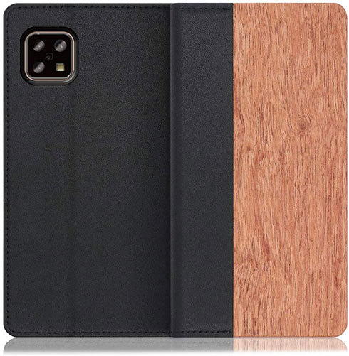 「LooCo Nature Series AQUOS sense4用 天然木使用 手帳型スマホケース」