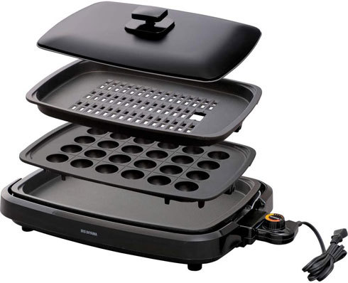 「網焼き風ホットプレート 3枚 ブラック APA-137-B」