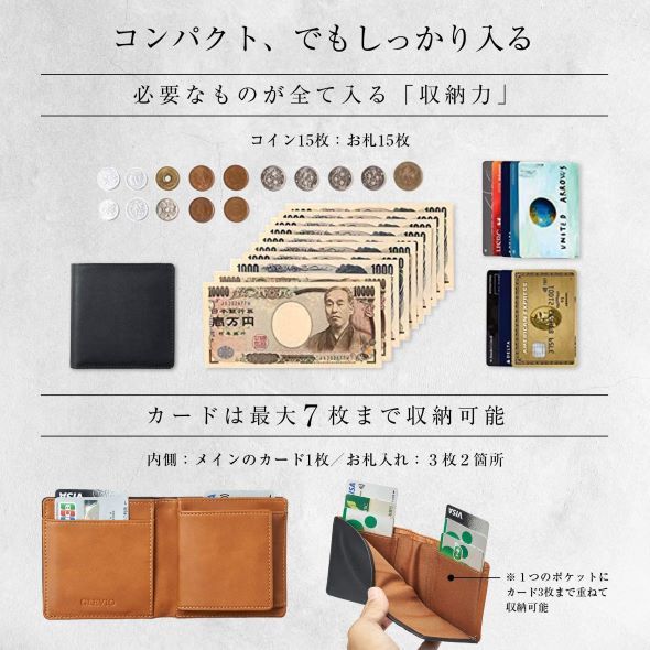 コンパクトなのに収納力◎ グレヴィオ(GLEVIO)「ミニ財布(二つ折り財布)」