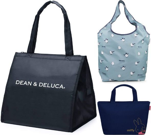 ディーン＆デルーカ（DEAN&DELUCA）「クーラーバッグ ブラックL」／アネス（Aness）「保冷買い物バッグp574」／サーモス（THERMOS）「保冷ランチバッグ4L／RDU-0043B MFY」