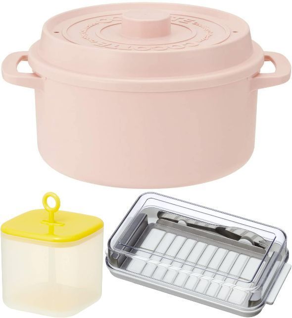 スケーター「ココット風 電子レンジ用鍋」/スケーター「電子レンジでふわふわ卵焼きメーカー」/スケーター「ステンレスカッター式バターケース(バターナイフ付)」