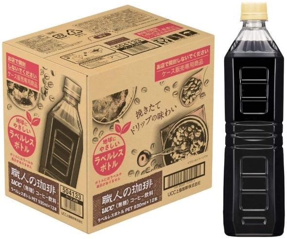UCC「職人の珈琲 ボトルコーヒー（ラベルレス） 930ml×12本」