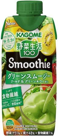 カゴメ「野菜生活100 Smoothie グリーンスムージー ゴールド&グリーンキウイMix」