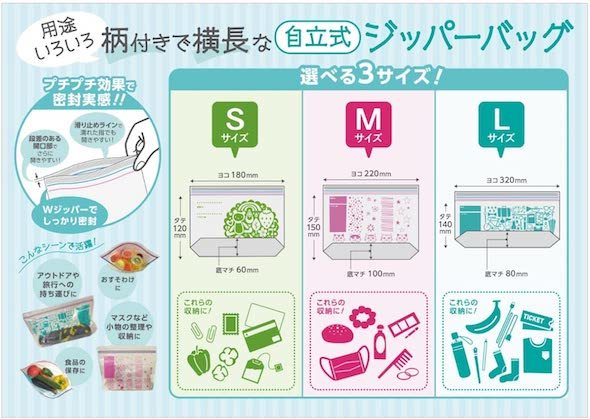 コア(Core)「マチあり 自立式ジッパーバッグ」