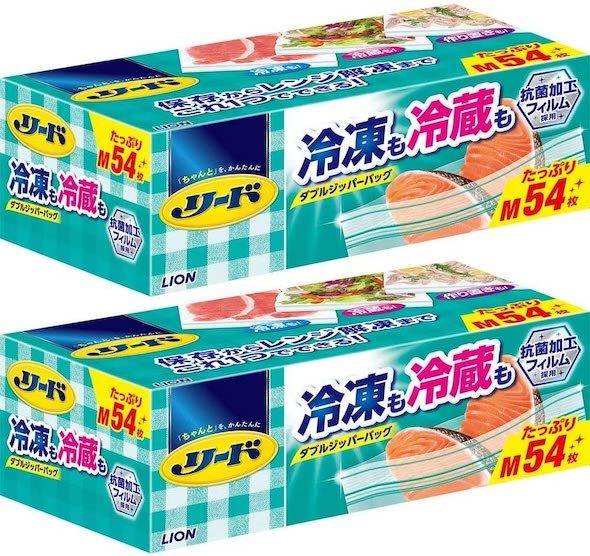 ライオン「リード 冷凍も冷蔵も新鮮保存バッグ ダブルジッパーバッグM」