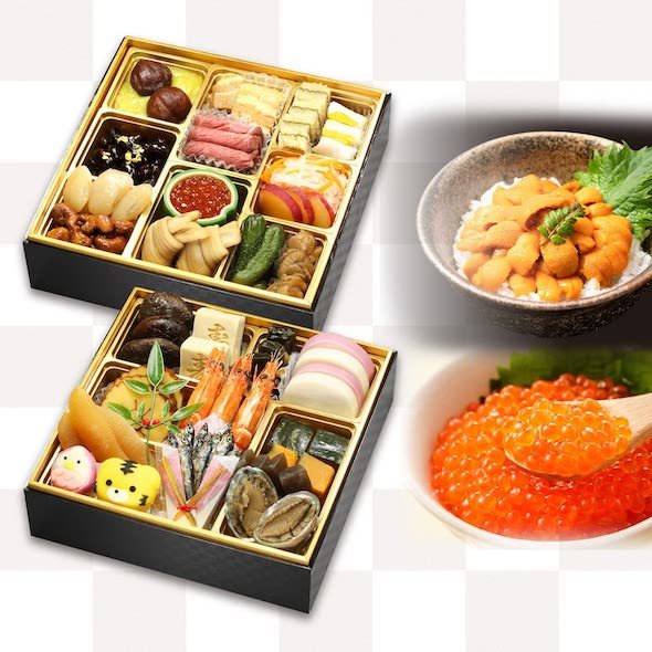 松田食品工業「くら寿司特製おせち料理 二段重&（いくら60g×2個とうに100g）×1セット」