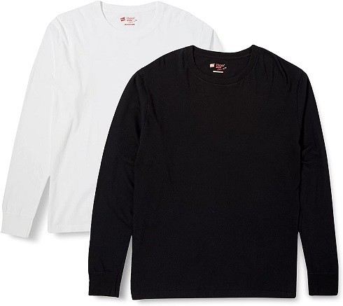 ヘインズ「2P クルーネックロングスリーブTシャツ」