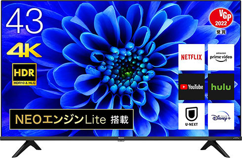 ハイセンス 43V型4K液晶テレビ「43E6G」