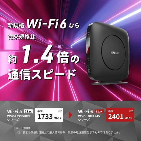 バッファローのWi-Fi 6対応ルーター「WSR-3200AX4S」
