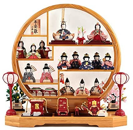 木村一秀作「ひな人形 木目込人形飾り 十五人飾り まどか飾り 平安雛」