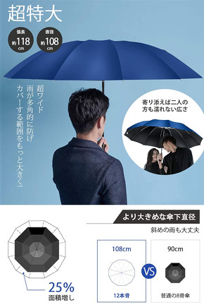 DeliToo「12本骨&逆折り式　折りたたみ傘」