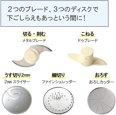 フードプロセッサー:アタッチメントと速度調節機能をチェック