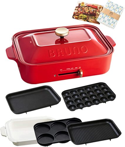 BRUNO「コンパクトホットプレート プレート5種(たこ焼き セラミックコート鍋 平面 グリル マルチ)」