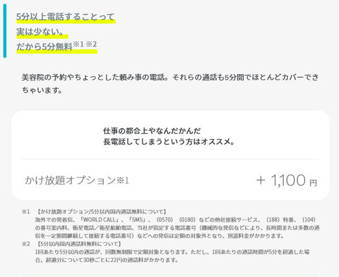ahamoの「かけ放題オプション」