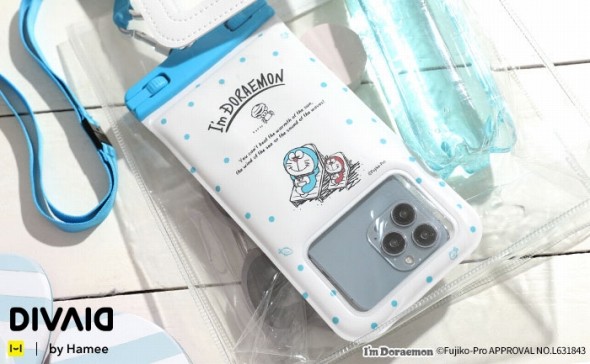 「アイムドラえもん/DIVAID フローティング防水ケース ワイドサイズ(日焼け/ドット)」