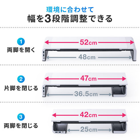 サンワサプライ・USBハブ付き机上台
