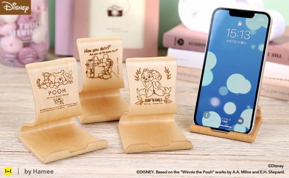「各種スマートフォン対応 ディズニーキャラクター 天然木スタンド」