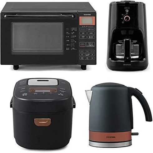 新生活ブラックレーベル家電4点セット オーブンレンジ+炊飯器+コーヒーメーカー+ケトル