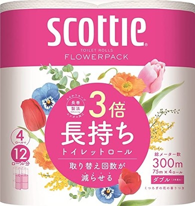 スコッティ フラワーパック 3倍長持ち トイレット4ロール 75mダブル