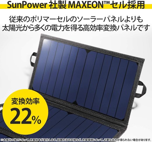 ソーラーチャージャー：発電性能を重視するなら、パネル面積が大きい”折りたたみ式”