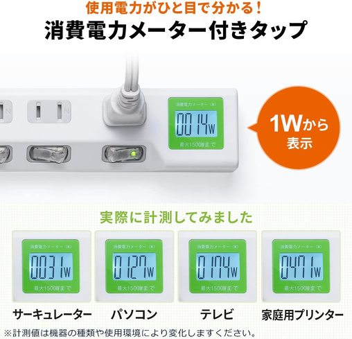 ワットチェッカー：計測できるワット数は？　「1W〜1500W」の製品が使いやすい