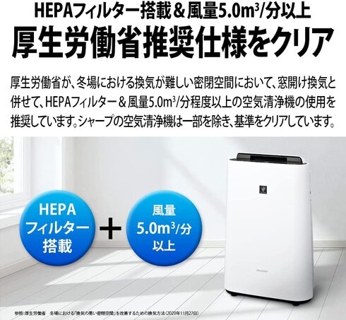 シャープ「プラズマクラスター 7000 KC-N50-W」
