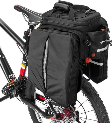 今売れている自転車サイドバッグ:ROCKBROS「自転車サイドバッグ 大容量 17L-35L拡張可能 仕切り板/防水カバー付き」