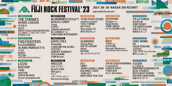 この夏開催の音楽フェス:「フジロックフェスティバル '23」