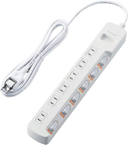 今売れているスイッチ付き電源タップ:エレコム「無点灯個別スイッチ付 雷ガードタップ T-K5B-2625WH」