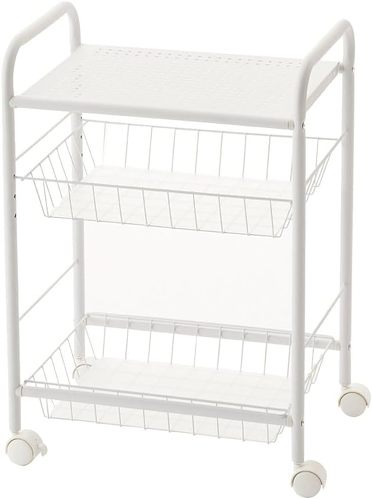 カインズ 高さ調整できるバスケット付きキッチンワゴン3段