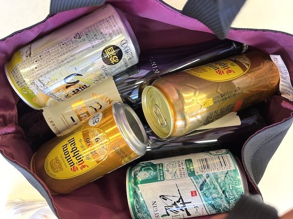 瓶も缶も入れて酒類専用バッグとして