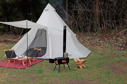 キャプテンスタッグ KAMADO 煙突ガラス窓付角型ストーブ UG-75