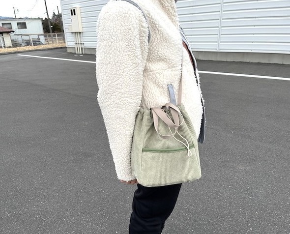 コーデュロイ巾着ショルダー