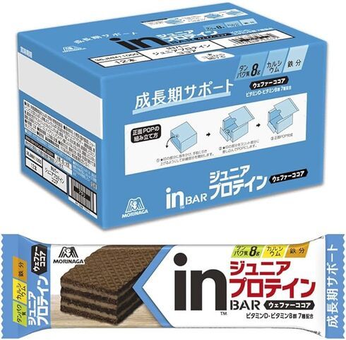 森永製菓「inバー ジュニアプロテイン ココア 12本入」