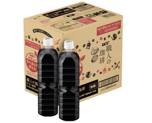 UCC「職人の珈琲 無糖 ラベルレスボトル 900ml」