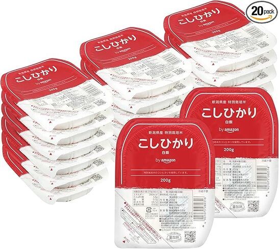 by Amazon「パックご飯 新潟県産こしひかり 特別栽培米 200g」
