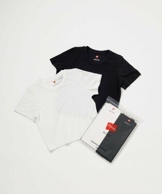 Hanes for BIOTOP TRIBLEND CROPPED T-SHIRTS 2P(SOLID)