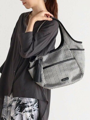 ラシュッド レザーパイピングメッシュトートバッグ